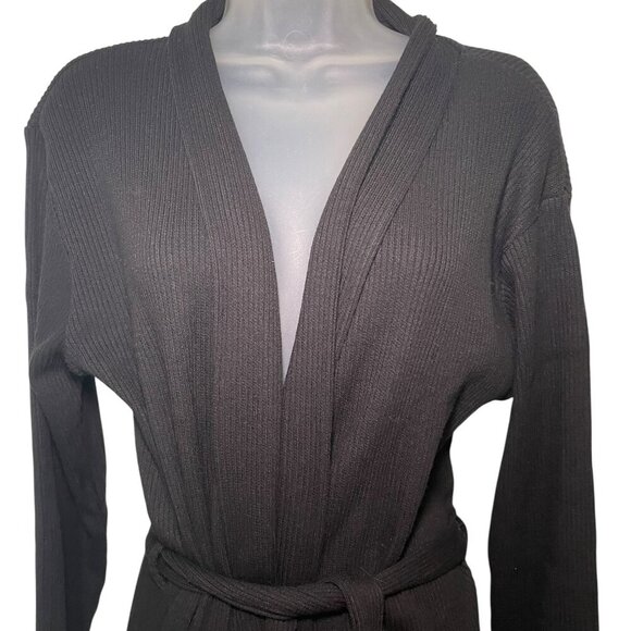 Cosabella Britt Cardi Robe Black NWT Cotton Modal Blend Pockets Belted Size M/L - Picture 4 of 5